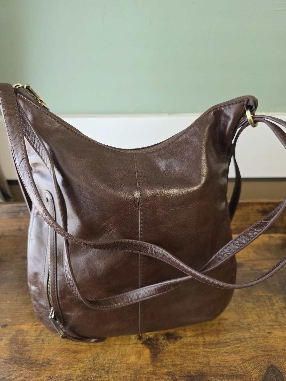 HOBO Dark Brown Leather Hobo Crossbody Bag